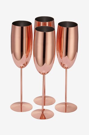 Oak & Steel - Champagneglas 4-pack - Rosa - Vinglas - Från Homeroom
