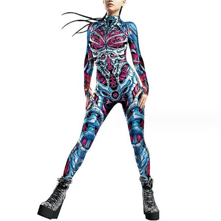 3d Skjelettkostyme for kvinner Halloween Sugar Skull Costume Halloween Skjelett Bodysuit for kvinner Jumpsuit Day Of The Dead-kostymer