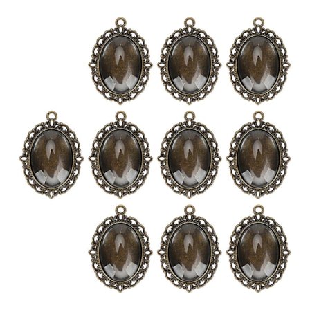10 Sæt Glas Patch Vedhæng Ovale Bakke Glas Cabochon Klare Kuppel Fliser DIY Smykkematerialer