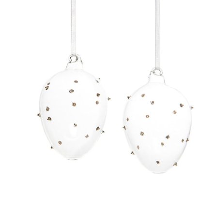 2 stk hengende glass egg med krok