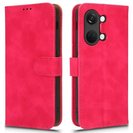 SKALO OnePlus Nord 3 5G / Ace 2V Matt PU Nahka lompakkokotelo - Cerise