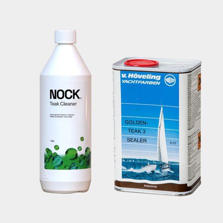 Paket för teak med lyster NOCK Golden Teak, Teakrengöring + Teak sealer, 2 liter