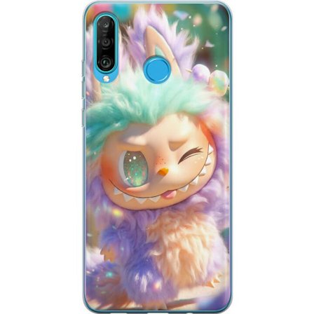 Kompatibelt Mobilskal till Huawei Huawei P30 lite Söt fantasikaraktär med fluffig päls, pastellfärger och kawaii-stil, lekfull illustration för b