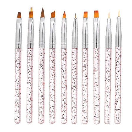 10 stk. Neglekunstbørstesett, Neglbørster, Akryl Neglbørstesett