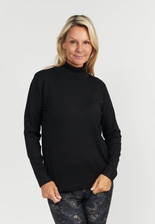 BRANDTEX - Strik pullover med rullekrave - Sort