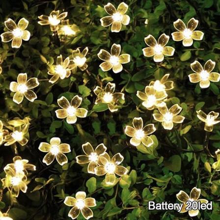 2023 Ny Opgraderet LED Solcelle Haveguirlande Lys Batteridrevet Julelys Vandtæt Blomsterguirlande(A,Hvid)