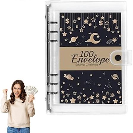 Udfordringsbog til at spare penge | 100 Kuvert Pungmappe | Sjove Organiseret Kontanter