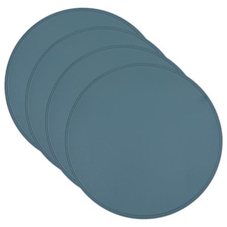 Runda placemattor i läder, bordsmattor och drycksspillunderlägg,