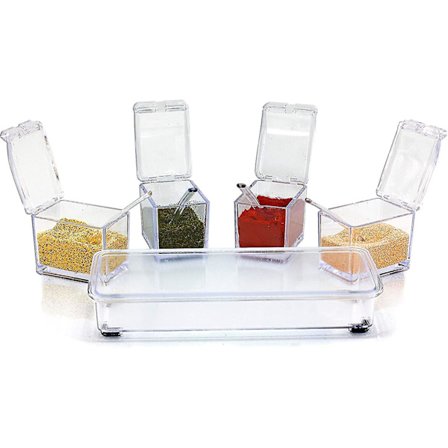 Klar Kryddställ Krydderkrukker 4-pakning Akryl Krydderboks