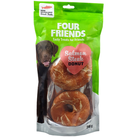 FourFriends - Laksebiff Donut 240 g - Hund - Hundegodbiter & tyggebein - Tyggeruller & tyggepinner - ZOO.no