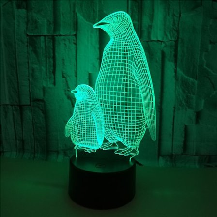 Pingvin 3D-lampa 7 färger Touch Light Stereoskopisk 3D Vision Light