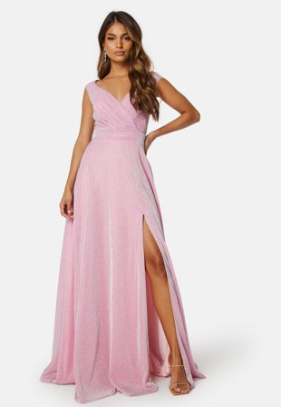Goddiva Glitter Wrap Maxi Dress Pink Klær