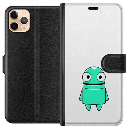 Yhteensopiva Lompakkokotelo Apple Apple iPhone 11 Pro Max Turkoosi piirroshahmo isoilla silmillä ja iloisella persoonallisuudella yksinkertaisessa ku