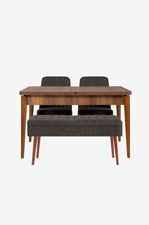 Hanah Home - Setti, jossa pöytä ja tuolit Gina (4 osaa) - Ruskea - Ruokailuryhmä 4 hengelle - - Homeroom