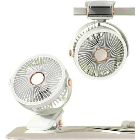 Campingfläkt med LED-lykta, Uppladdningsbar batteridriven fläkt (Vit)