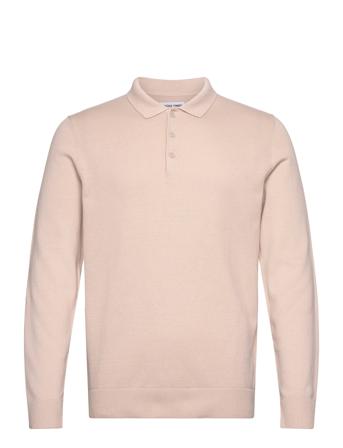 Jjfred Knit Ls Polo Aw24 Tops Knitwear Long Sleeve Knitted Polos Pink Jack & J S