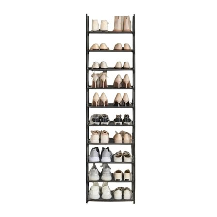 Rootz 10 Level Shoe Rack - Shoe Storage - Shoe Shelf - Space Saving Design - 45x28x173cm