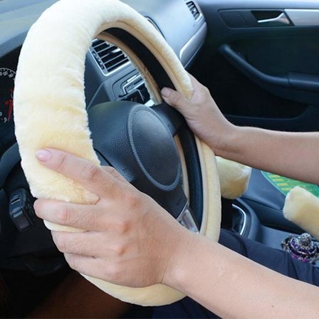 Handbromsskydd Halkfritt Bildekoration Ratt Växelspak Universal Varmt Plyschskydd för Vintern (Beige)