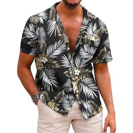 Herr Hawaiian Skjortor Kortärmad Casual Button Down Tropisk Strandskjorta