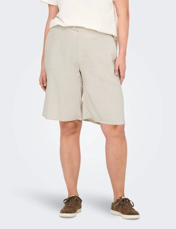 ONLY Carmakoma Carcaro Hw Linen Bl Bermu Shorts - Beige - 42