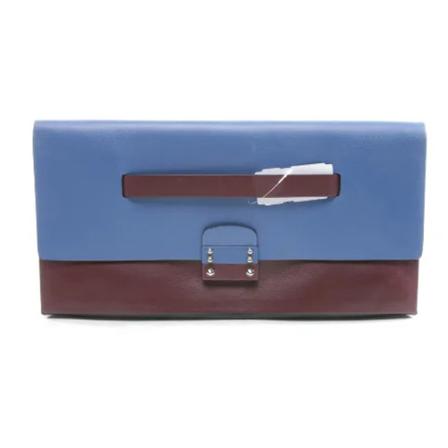 Valentino Vintage Pre-owned Läder kuvertvskor blå, Dam Vintage Väskor, Dam, Storlek: ONE SIZE