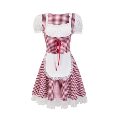 Mub- Bavaria Beer Festival Costume Maid Cosplay red Dress Carnival Party checkboard Fairy Dress for Girl maid dress 1