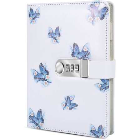 A5 Kreativ Adgangskode Journal med lås, PU-læderdagbog med kombinationslås Adgangskode Dagbog til notesbog låsningstidsskrift (stil 1) SQBB_max