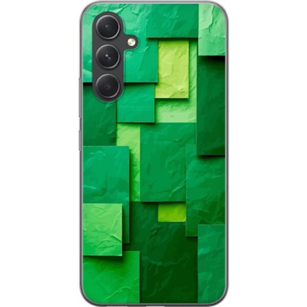 Kompatibelt Mobildeksel til Samsung Galaxy A55 Abstrakt grønn geometrisk bakgrunn med lag og dybde i moderne minimalistisk design i ulike grønne nyans