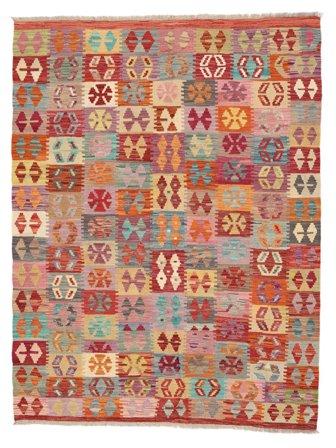 Handvävd Kelim Afghan Old Style Matta 149X198 Brun/Mörkröd