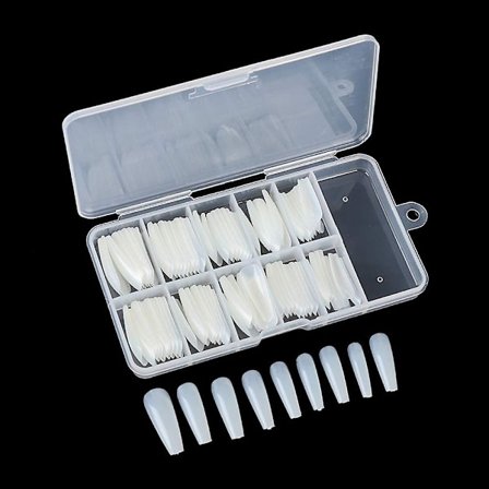 100 st Lösnaglar Akrylnaglar Full Täckning Tippar Kista Manikyr Ballerina Uv Gel Akryl Nagelkit Verktyg Falska