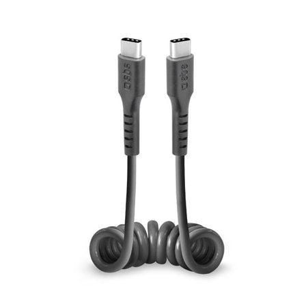 SBS TECABLETYPCCSK USB-C spiralkabel - USB-C 0,5 m - sort