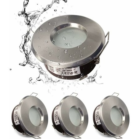 IP65 Vattentät LED Spotlight - GU10 Satin Nickel, Badrum & Kök (Glödlampa Ingår Ej)