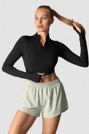 ICANIWILL - Mirage Cropped Long Sleeve Wmn Black - Oberteile - Damen - ICIW
