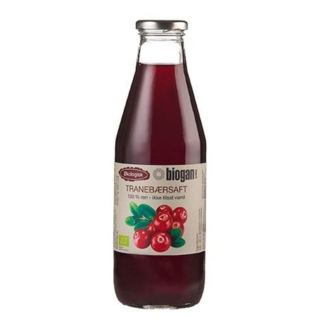 Biogan Tranebærsaft 100% Ren saft Ø 750 ml, Helse & Madvarer, Drikkevarer, Saft, Juice & Iste