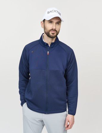 BACKTEE Mens Waffel Midlayer Cardigan - Navy - XXXL