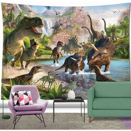 Dinosauriegrupp Rum dekorativ väggbonad – 200 x 150 cm bred