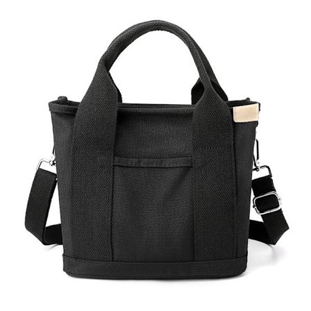 Dam Canvas Tote Bag Multi-Pocket Tote Bag och axelväska med dragkedja Crossbody Bag Lämplig för skola Shopping Resor Arbete Daglig användning (Svart)