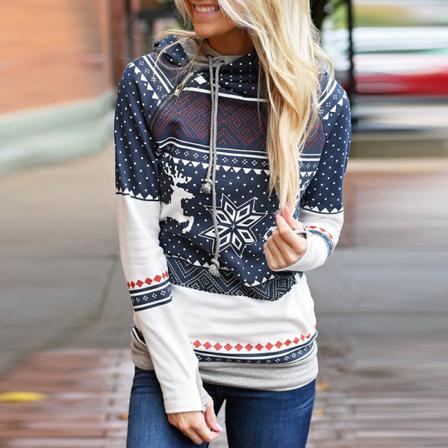 Jul Kvinnor Långärmad Hoodie Xmas Sweatshirts Pullover Top