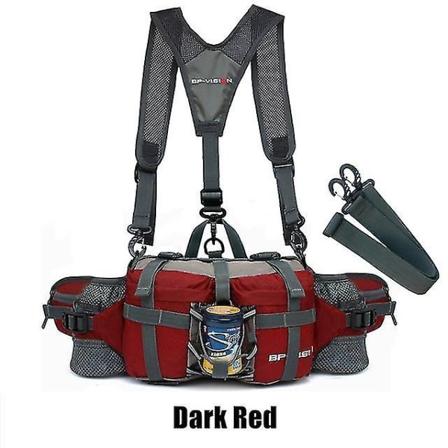 Utomhussport Midjeväska Vattentät Vandring Cykling Klättring Cykelpaket Fanny Pack Med vattenflaskhållare Bergsbestigningsväska Dark red