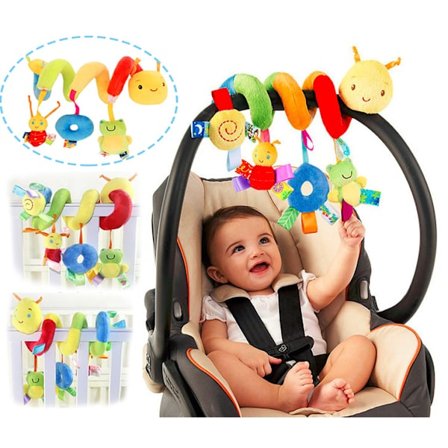 Spiral Leketøy for Barnevogn og Barneseng, Fargerike Myke Babyleker, Nyfødt Babyrangle og Sengeklokke, Pedagogisk Sensorisk Leketøy