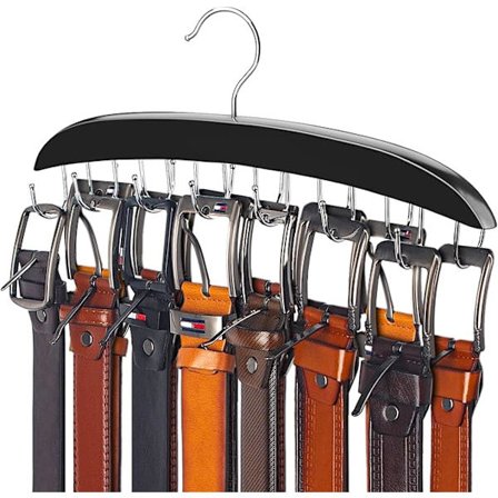 Bælteophæng, 14 kroge bælteholder, 360° roterende bæltearrangør S