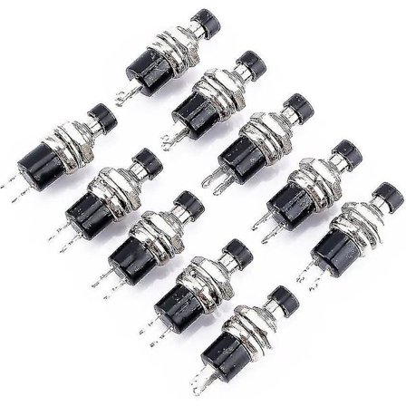 10 stk Mini Bryterknapp Bil På/Av Svart Bryter Momentan Knapp