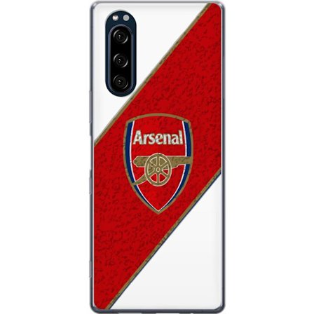 Kompatibelt Mobilskal till Sony Sony Xperia 5 Moschino Toy teddybjörn med enkel tecknad design, brun björn med vit tröja och tydlig logotyp på sva