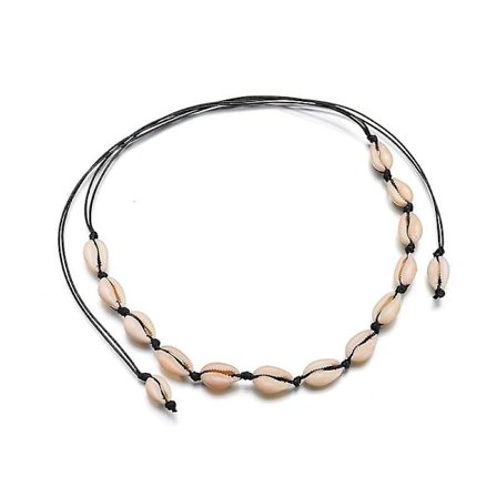 Choker-halskjede med hvite skjell - svart