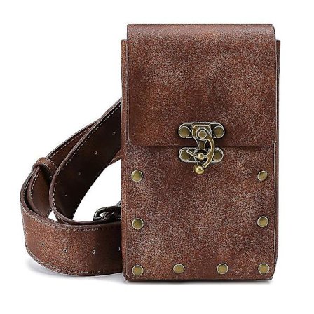 Midjeveske Mørkebrun Dame Multifunksjonell Mote Liten Postmann Messenger Bag Herre