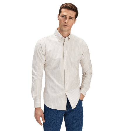 John Henric Striped Oxford Shirt Skjortor Herr Beige 46