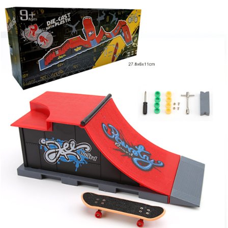 Finger Skateboard Ramp Set, Finger Skateboard Deck med Ramp för Barn Vuxen Finger Skateboard Träningsrekvisita Interaktivt Skateboardspel