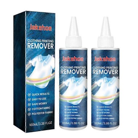 2x Vaatteiden painatuksen poistoaine Vaatteiden puhdistus Kangaspainatuksen kuvioiden ja kirjainten puhdistusaine 100ML