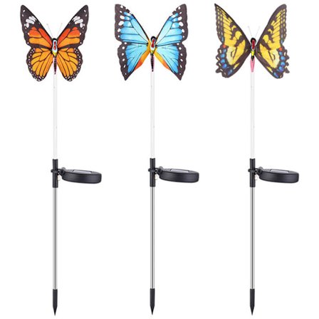 Solcellslampa utomhus Dekoration Färgskiftande Fjäril Trädgård Landskap LED Gräsmatta Lampa