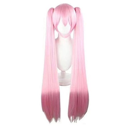 Vocaloid Cosplay- parykk 110cm Lang Grønn Rosa Med 2 Klips Miku Syntetisk Hår Parykk